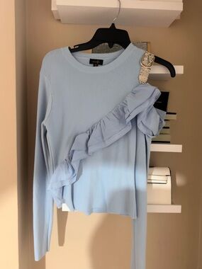 Light Blue Ruffled One-Shoulder Top
